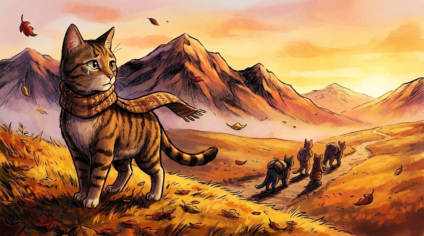 Trailwalker the Cherokee cat looking back at her mountains